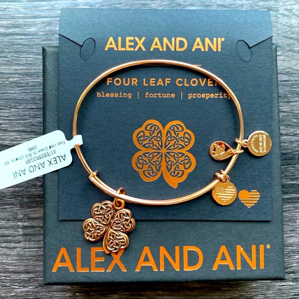 Alex & Ani: Rose Gold Four Leaf Clover Bracelet